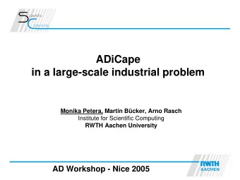 c  cientific  omputing  ADiCape  in a large-scale industrial problem  Monika Petera, Martin