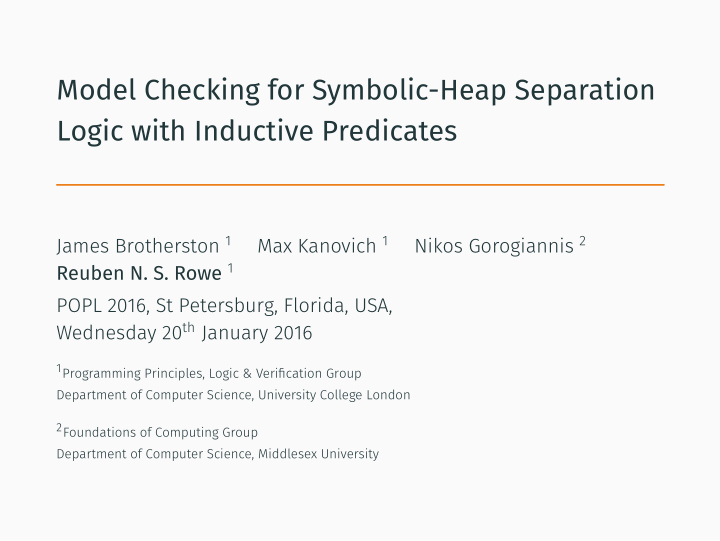 model checking for symbolic heap separation logic with