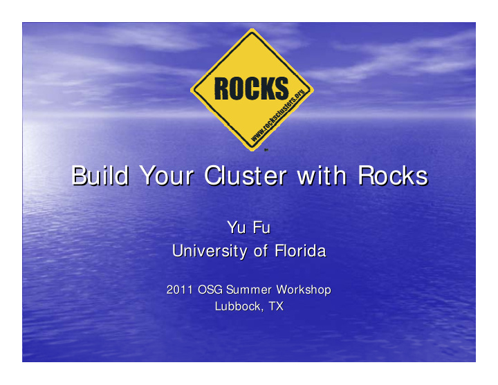 build your cluster with rocks build your cluster with