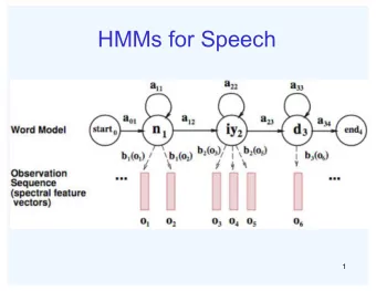 HMMs for Speech  1  Transitions with Bigrams  2  Decoding   Finding the words given the