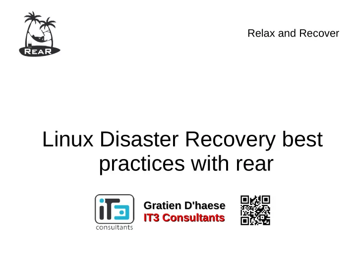 linux disaster recovery best practices with rear