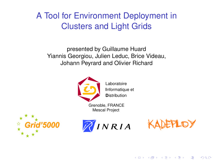 a tool for environment deployment in clusters and light