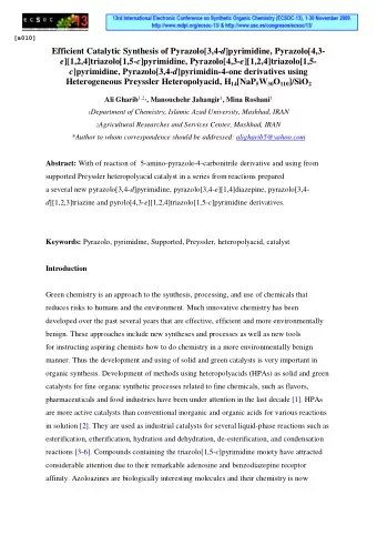 Efficient Catalytic Synthesis of Pyrazolo[3,4- d ]pyrimidine, Pyrazolo[4,3- e ][1,2,4]triazolo[1,5-