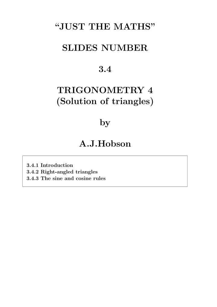 just the maths slides number 3 4 trigonometry 4 solution