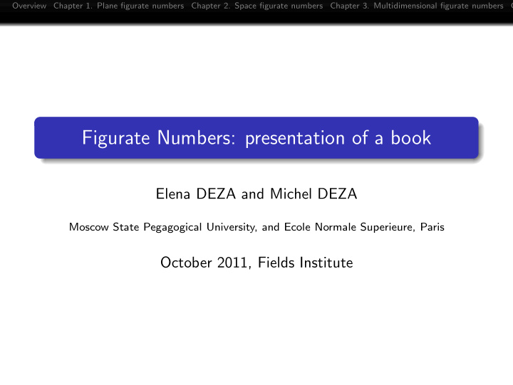 figurate numbers presentation of a book