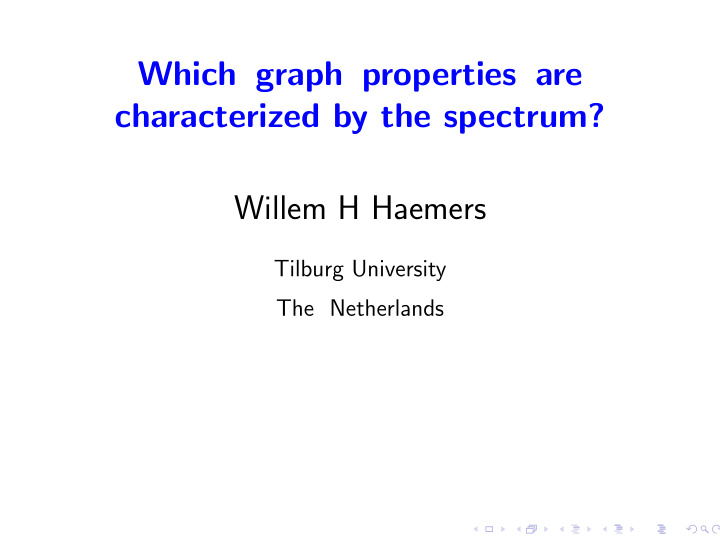which graph properties are characterized by the spectrum