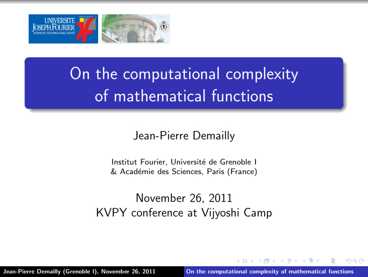 on the computational complexity of mathematical functions