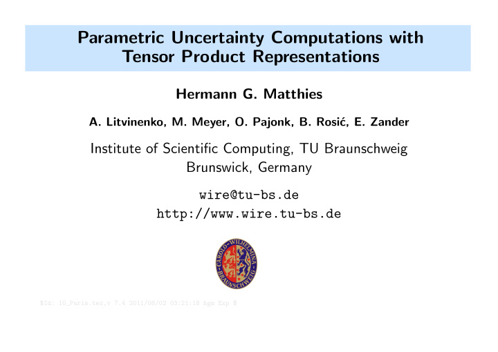 parametric uncertainty computations with tensor product