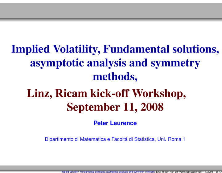 implied volatility fundamental solutions asymptotic