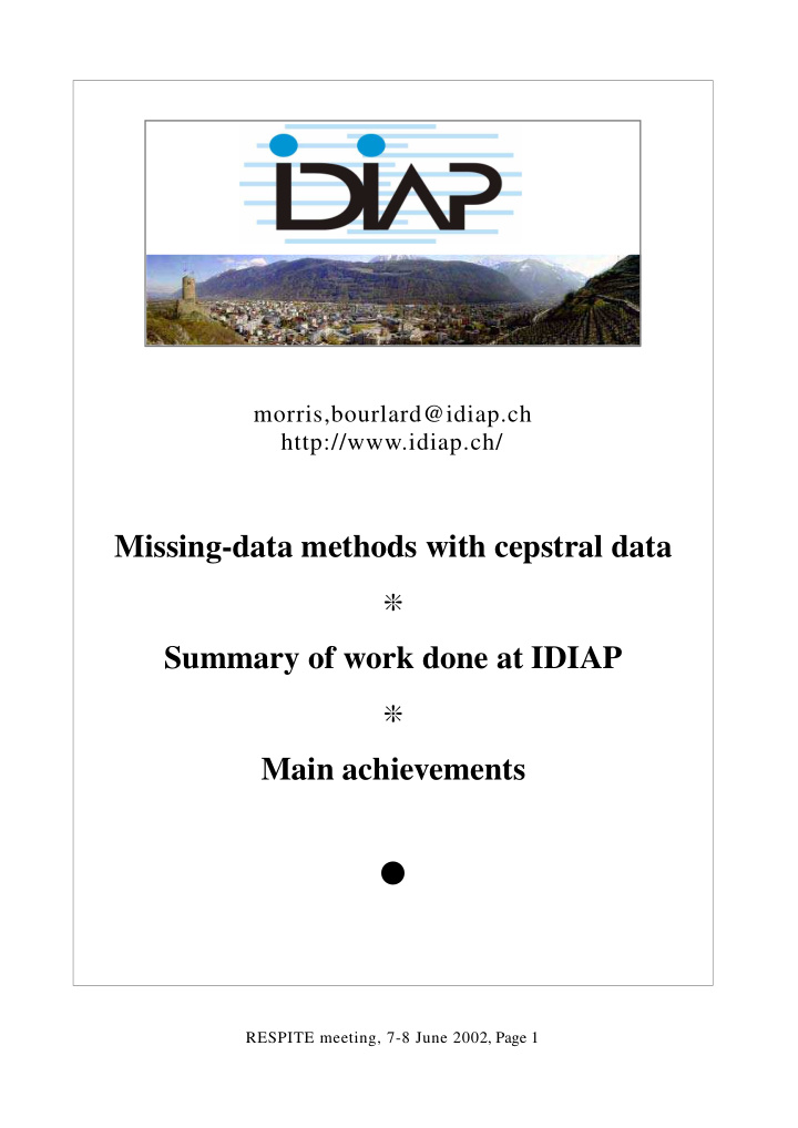missing data methods with cepstral data