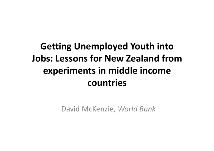 getting unemployed youth into jobs lessons for new