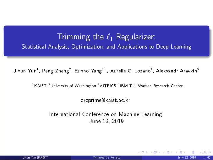 trimming the 1 regularizer