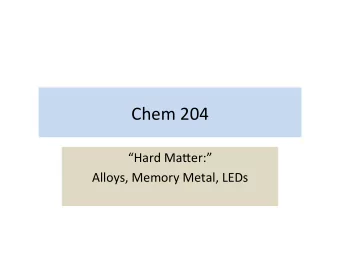 Chem  204    Hard  Ma/er:    Alloys,  Memory  Metal,  LEDs    General