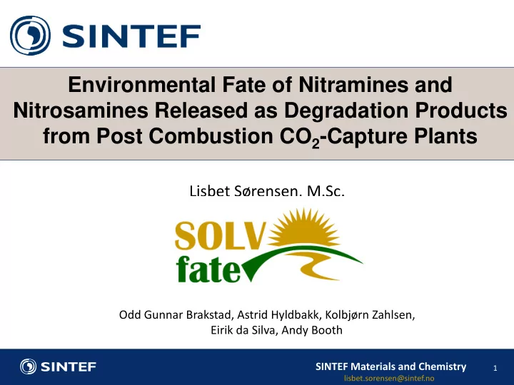 environmental fate of nitramines and nitrosamines