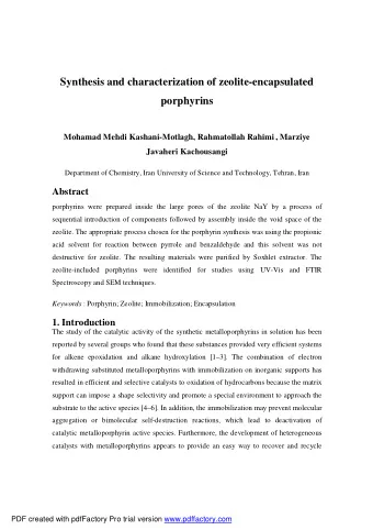 Synthesis and characterization of zeolite-encapsulated  porphyrins Mohamad Mehdi Kashani-Motlagh,