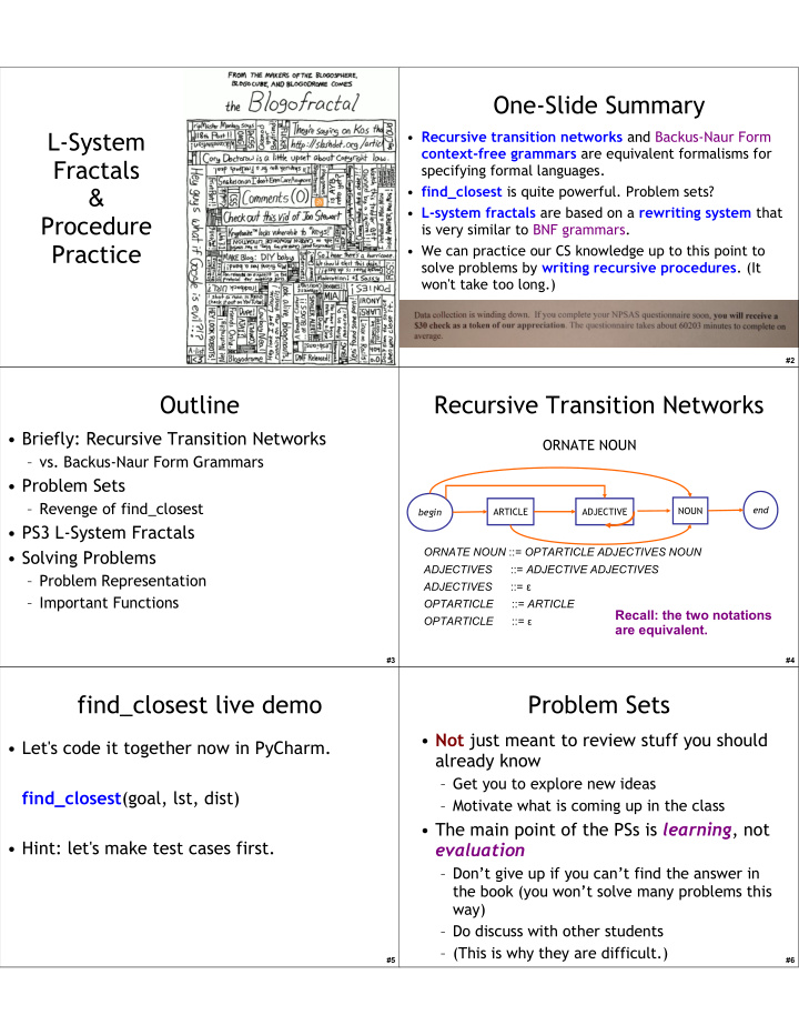 one slide summary l system