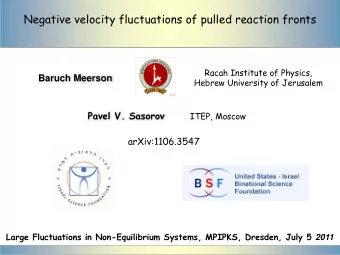 Negative velocity fluctuations of pulled reaction fronts  Racah Institute of Physics,  Baruch