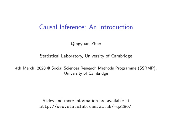 causal inference an introduction