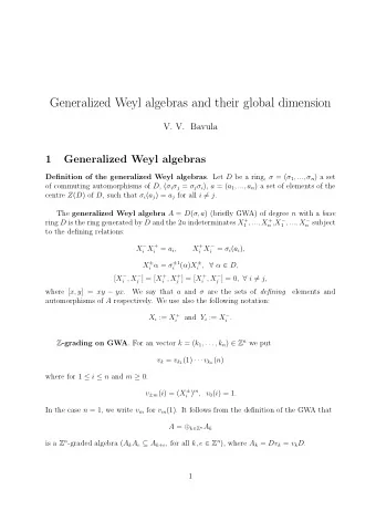 Generalized Weyl algebras and their global dimension  V. V. Bavula  1  Generalized Weyl algebras
