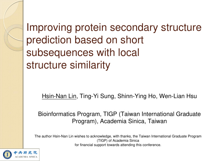 improving protein secondary structure prediction based on