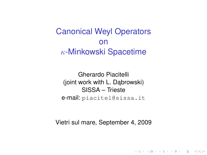 canonical weyl operators on minkowski spacetime