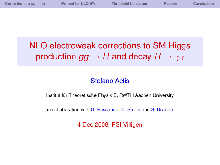 nlo electroweak corrections to sm higgs production gg h