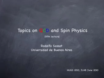 Topics on QCD and Spin Physics  (fifth lecture)  Rodolfo Sassot  Universidad de Buenos Aires  HUGS