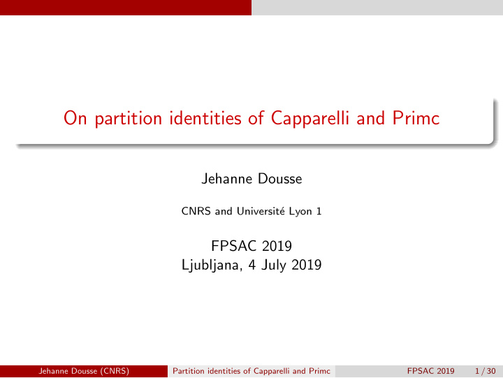 on partition identities of capparelli and primc