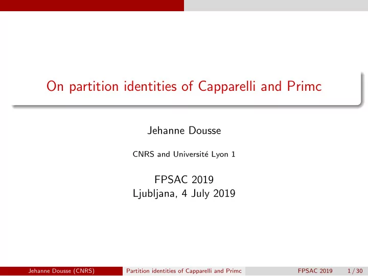 on partition identities of capparelli and primc