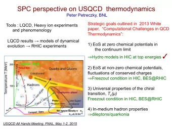 SPC perspective on USQCD  thermodynamics  Peter Petreczky, BNL  Strategic goals outlined in  2013