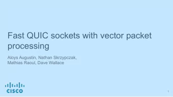 Fast QUIC sockets with vector packet  processing  Aloys Augustin, Nathan Skrzypczak,  Mathias