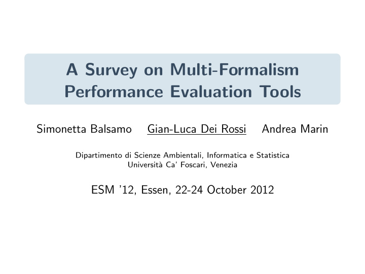 a survey on multi formalism performance evaluation tools