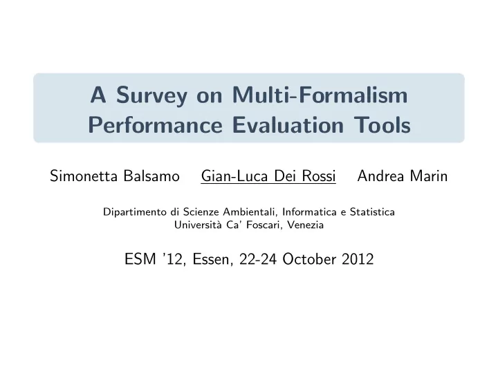a survey on multi formalism performance evaluation tools