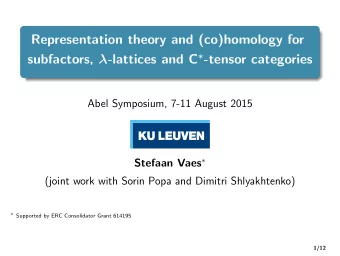 Representation theory and (co)homology for subfactors,  -lattices and C  -tensor categories
