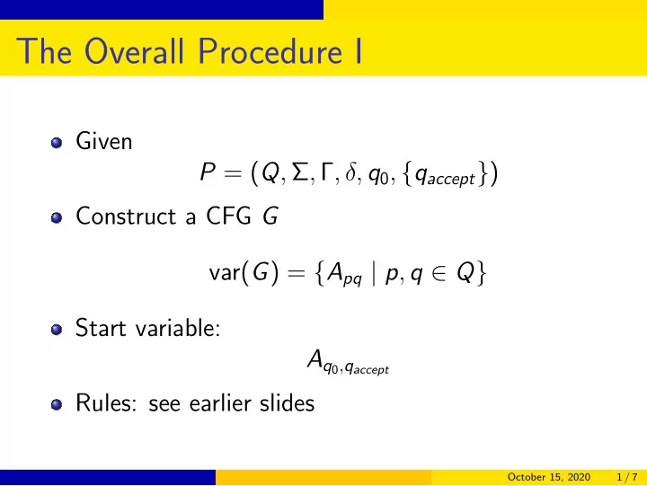the overall procedure i