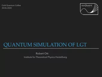 QUANTUM SIMULATION OF LGT  Robert Ott  Institute for Theoretical Physics Heidelberg &lt;latexit