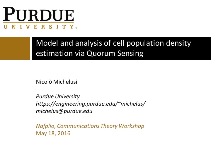 model and analysis of cell population density estimation