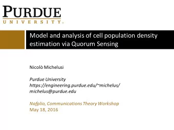 Model and analysis of cell population density  estimation via Quorum Sensing  Nicol Michelusi