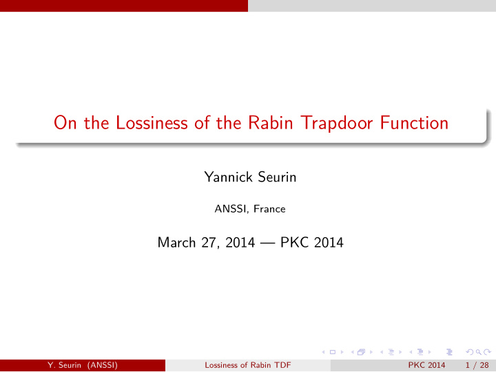 on the lossiness of the rabin trapdoor function