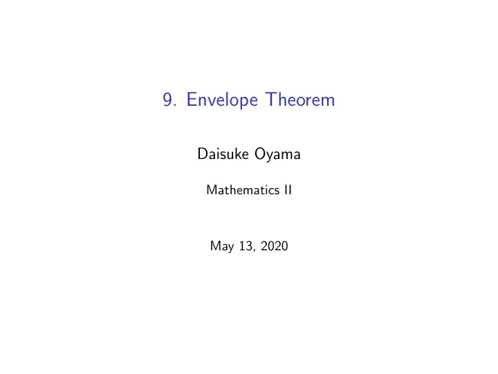 9 envelope theorem