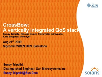 CrossBow:  A vertically integrated QoS stack  Sunay Tripathi, Nicolas Droux, Thirumalai Srinivasan,