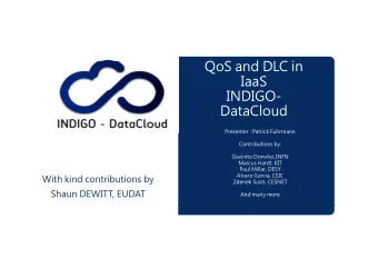 Q S  QoS and DLC in  d DLC i  IaaS  INDIGO-  DataCloud  Presenter : Patrick Fuhrmann  Contributions