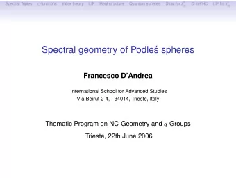 Spectral geometry of Podle  s spheres  Francesco DAndrea  International School for Advanced