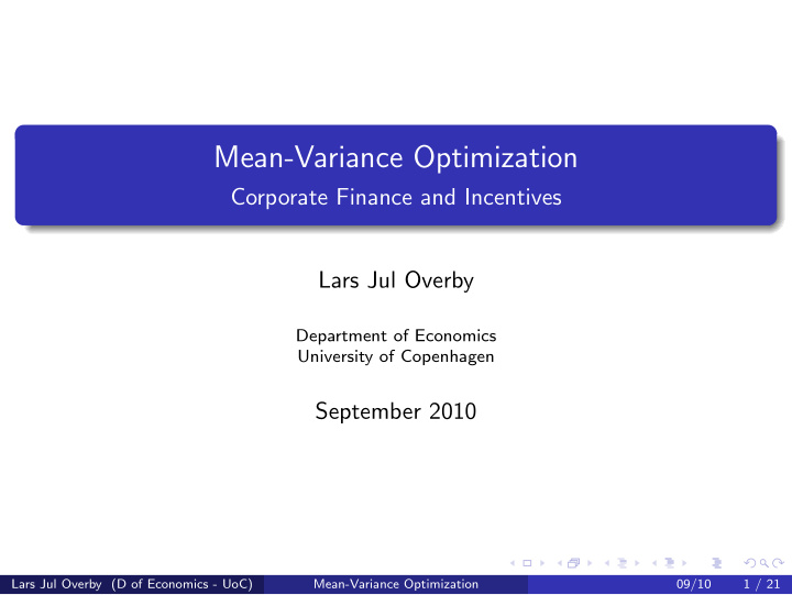 mean variance optimization