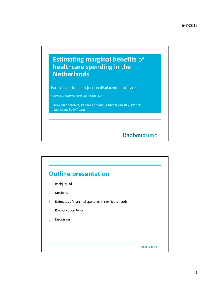 estimating marginal benefits of healthcare spending in