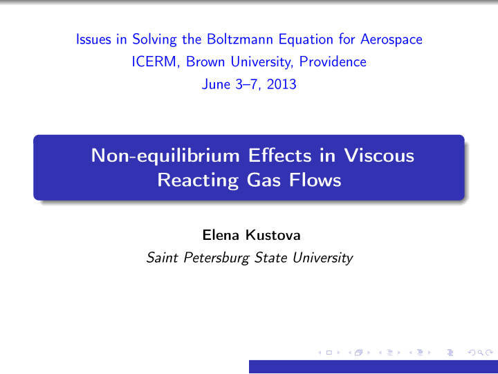 non equilibrium effects in viscous reacting gas flows