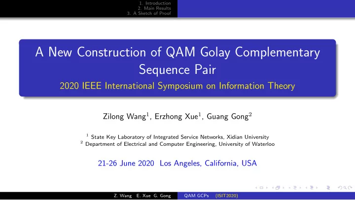 a new construction of qam golay complementary sequence