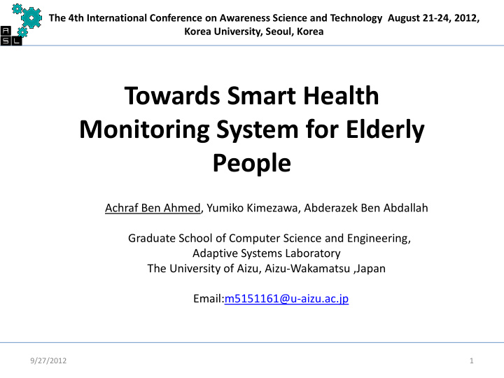 towards smart health monitoring system for elderly people