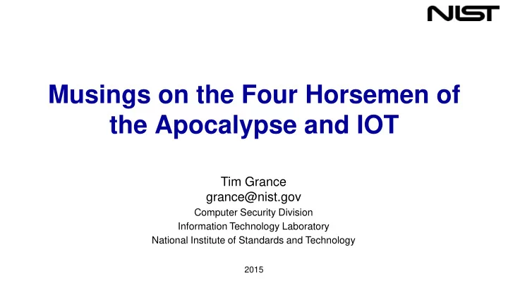 the apocalypse and iot