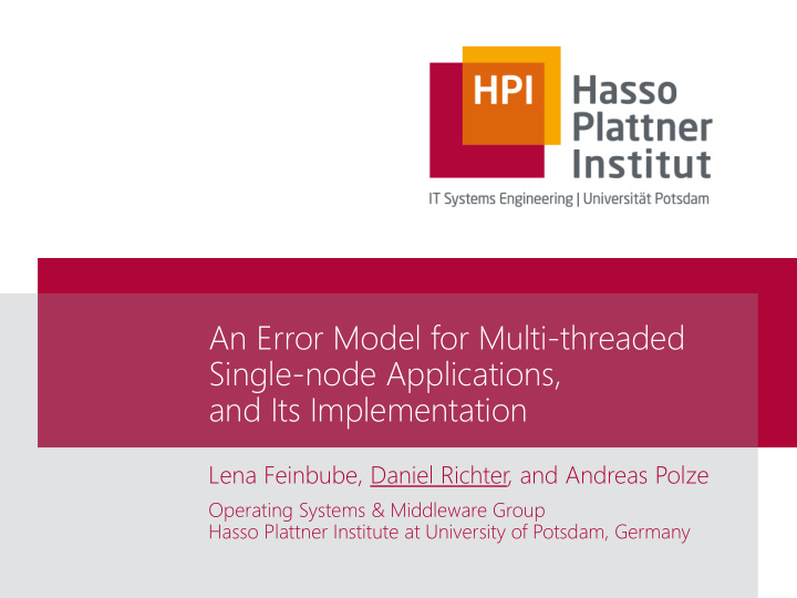 an error model for multi threaded single node